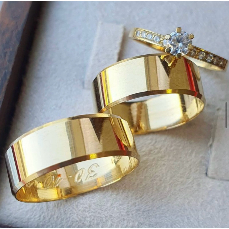 Par de Alianças Moeda Antiga Chanfrada 8MM - Casamento e Noivado + Anel em Oferta na Shopee