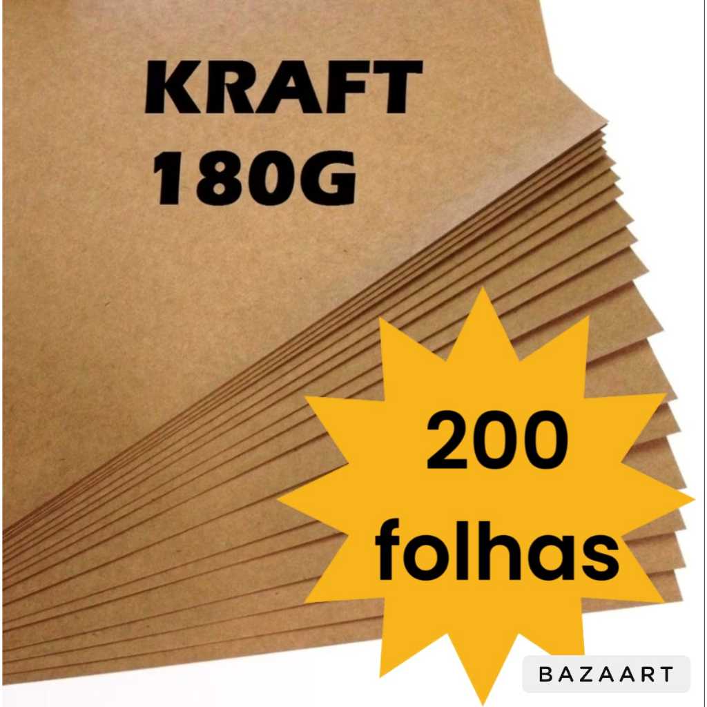 Kit 200 Folhas Papel Kraft 180g A4 Artesanato Premium Masterprint