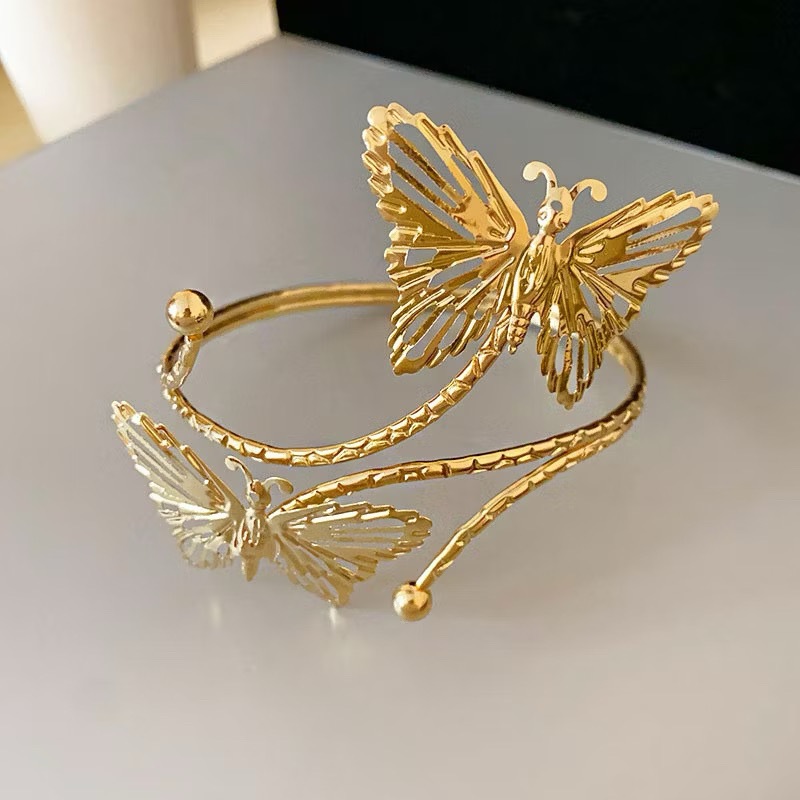 Decoração de mão feminina forma borboleta/flor design bracelete bracelete abertura Moda 2025 em Oferta na Shopee