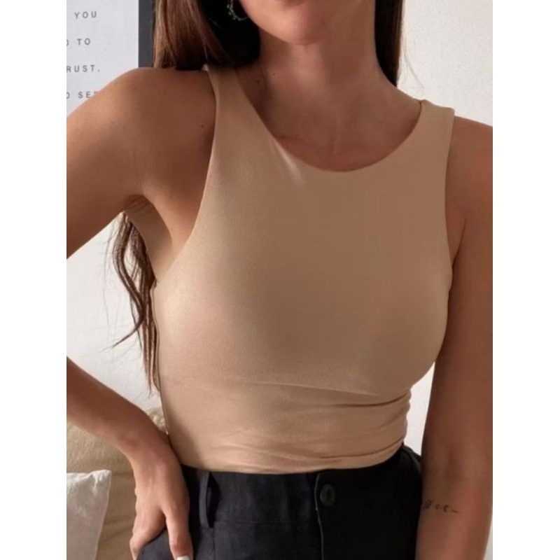 regata blusinha femenina suplex duplo básica elegante moda blogueira tendência em Oferta na Shopee