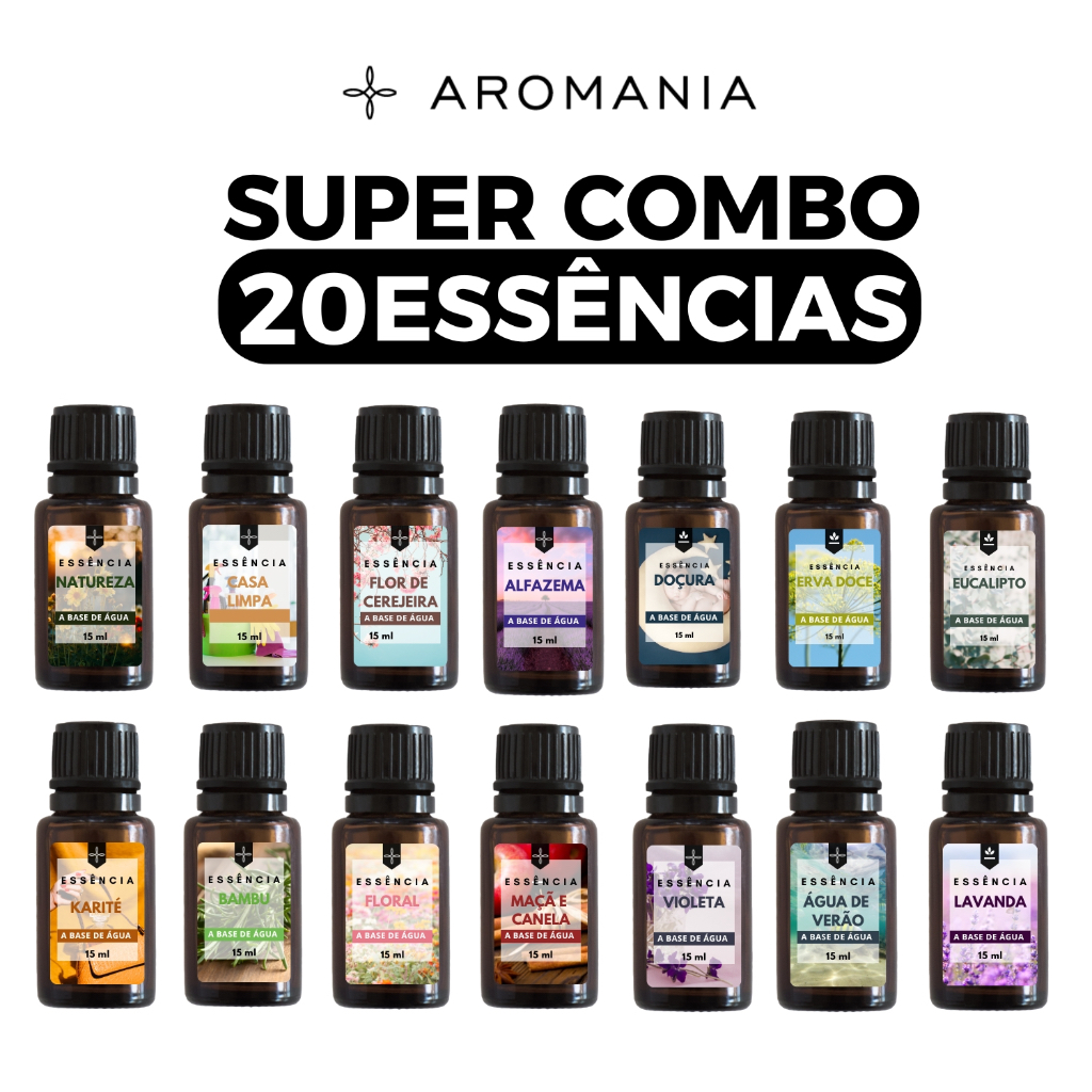 Kit 20 Essências Para Aromatizador e Difusor de Ambiente 15ml - Escolha os Aromas