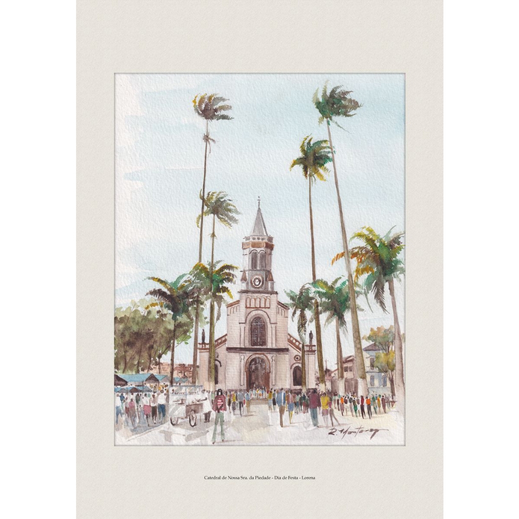 Catedral de Nossa Sra da Piedade - Dia de Festa - Lorena | Quadro Decorativo | A4