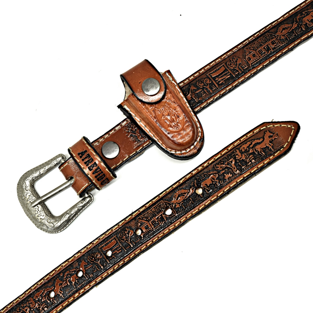 Kit Cinto/Bainha Chaveirinho Country Couro Infantil Fazenda em Oferta na Shopee