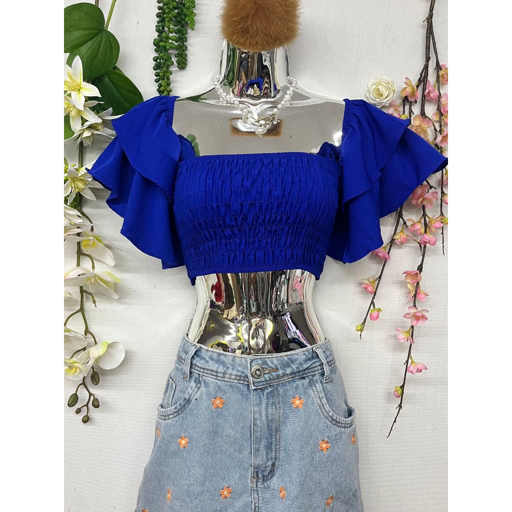 B076 Mangas sino curtas elásticas no peito em Oferta na Shopee