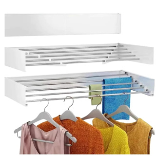 80/100cm Varal de Parede Retrátil Dobrável Romelux – Alumínio Anticorrosão, Suporta 15kg, Ideal para Espaços Pequenos em Oferta na Shopee