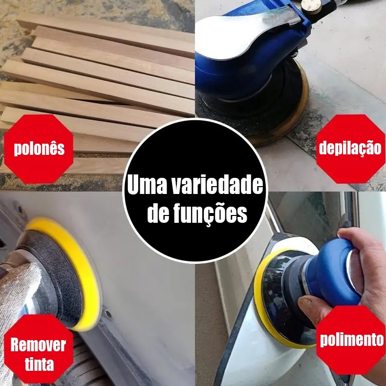 Lixadeira Orbital Pneumática 6 Pol Profissional Automotiva C/Acessórios