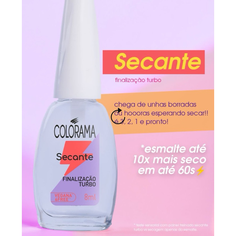 Esmalte Colorama Secante Finalização Turbo r 8ml Vegana 6Free