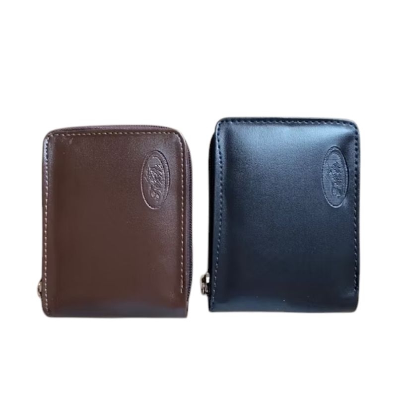 Carteira Masculina Zíper Sintética Compacta Cartões CNH Cédulas Moedas