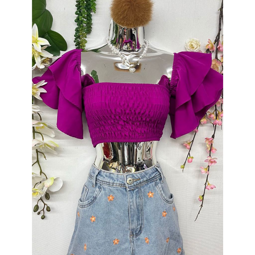 B076 Mangas sino curtas elásticas no peito em Oferta na Shopee