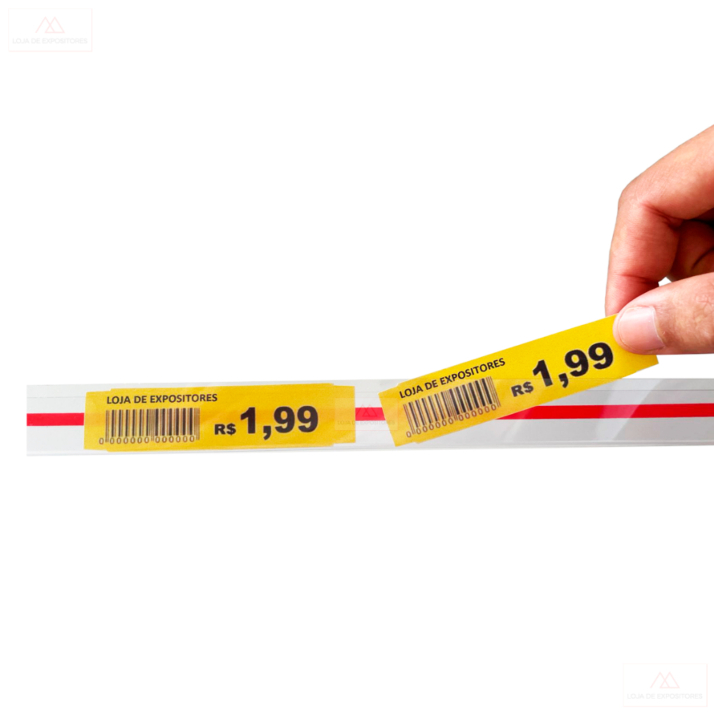Porta Etiquetas - Precificador C/fita Inteira Para Gondola  60,0 cm X 3,0 cm - kit 20 peças