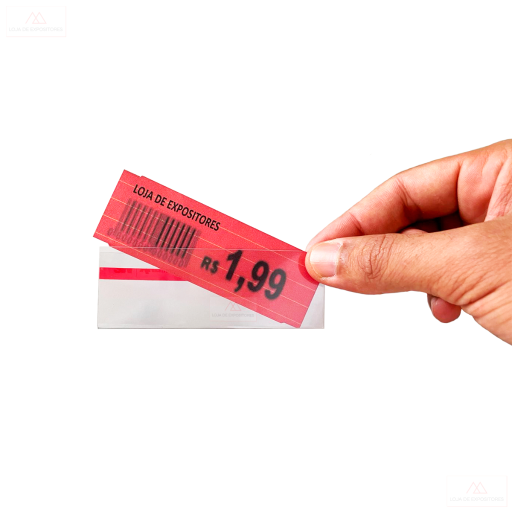 Porta Etiquetas - Precificador C/fita Inteira Para Gondola  7,5 X 3,5cm - kit 100 peças