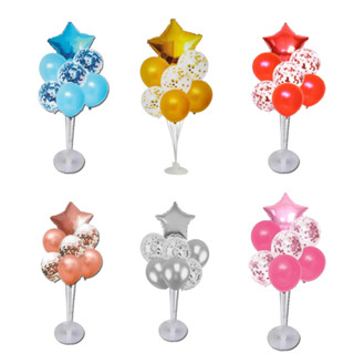 Kit Buque 7 Peças Balão Bexiga + Suporte Balão 35cm Decoração Festa em Oferta na Shopee