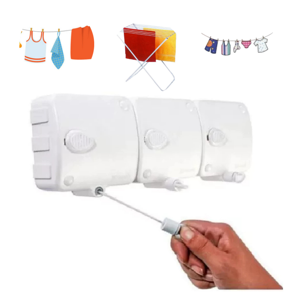 Varal Retrátil Automático Modular Stendmax 6 metros cada corda até 6kg Kit Peças Corda