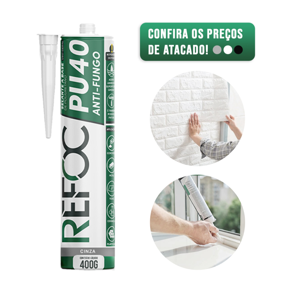 Cola Pu40 Adesivo Selante Refoc Multiuso Silicone Poliuretano De Alta Vedação Pu Construção e Reparo
