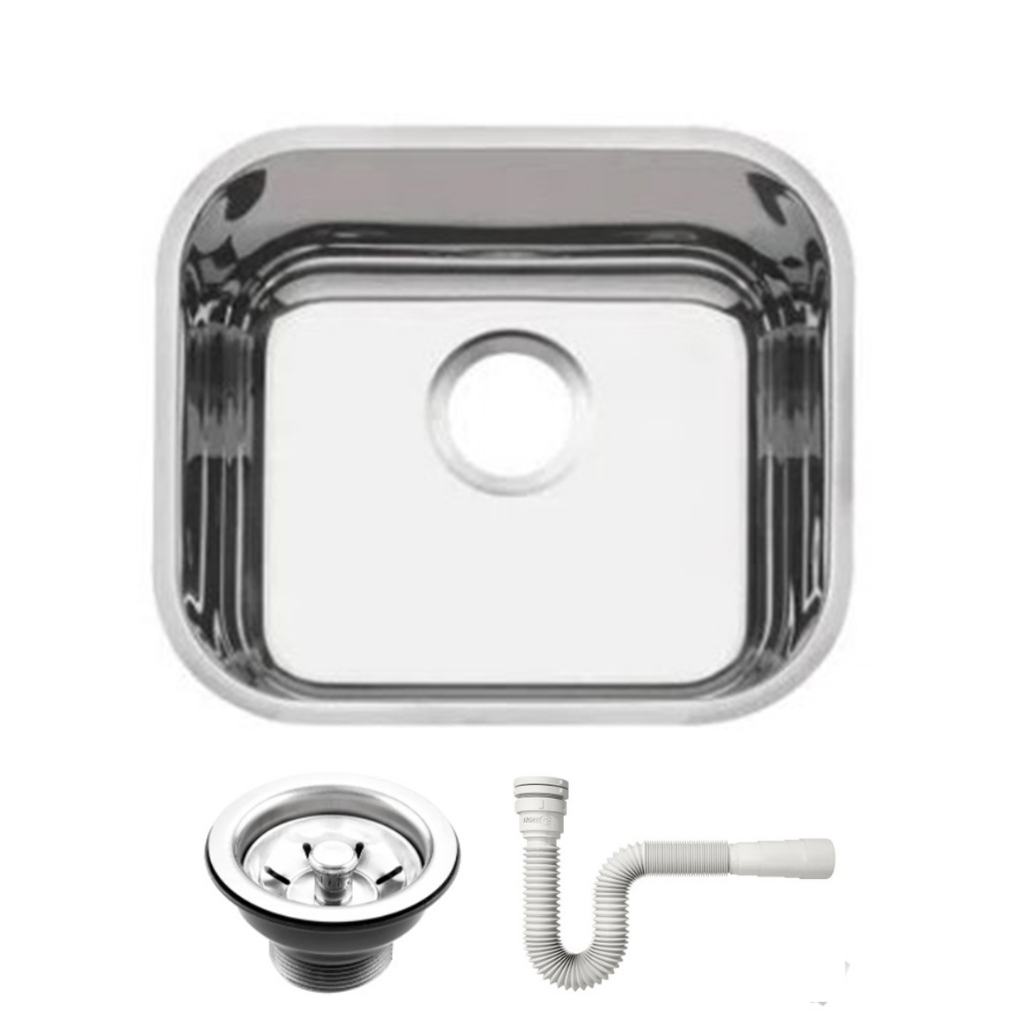 Cuba em Aço Inox N0 40x34x14cm + Válvula e Sifão em Oferta na Shopee
