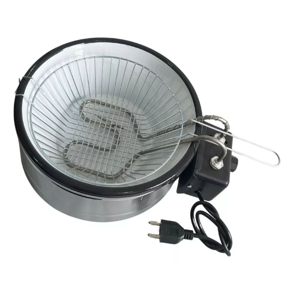 Fritadeira Elétrica 9 Litros Tacho Esmaltado Redonda Profissional Batata Pastel