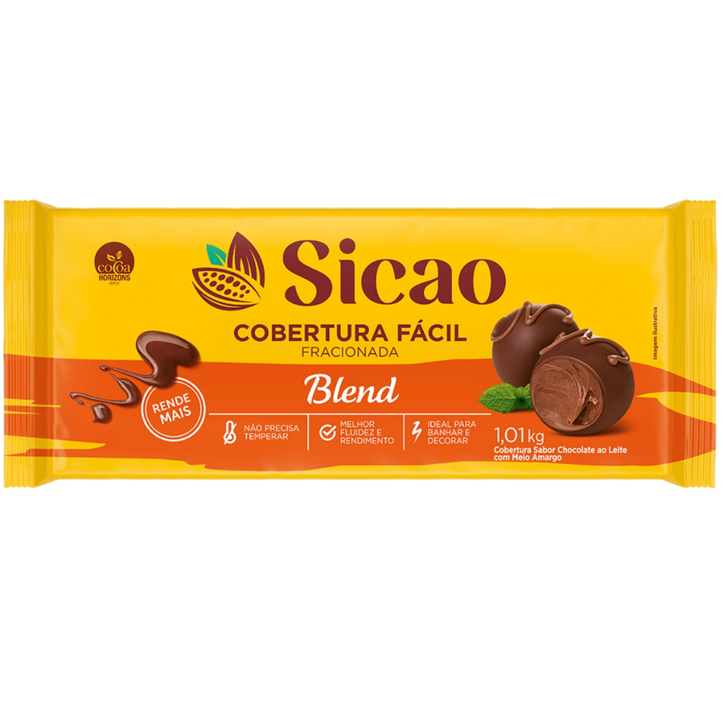 Cobertura Fácil Fracionada Chocolate Blend em Barra 1,01Kg - Sicao em Oferta na Shopee