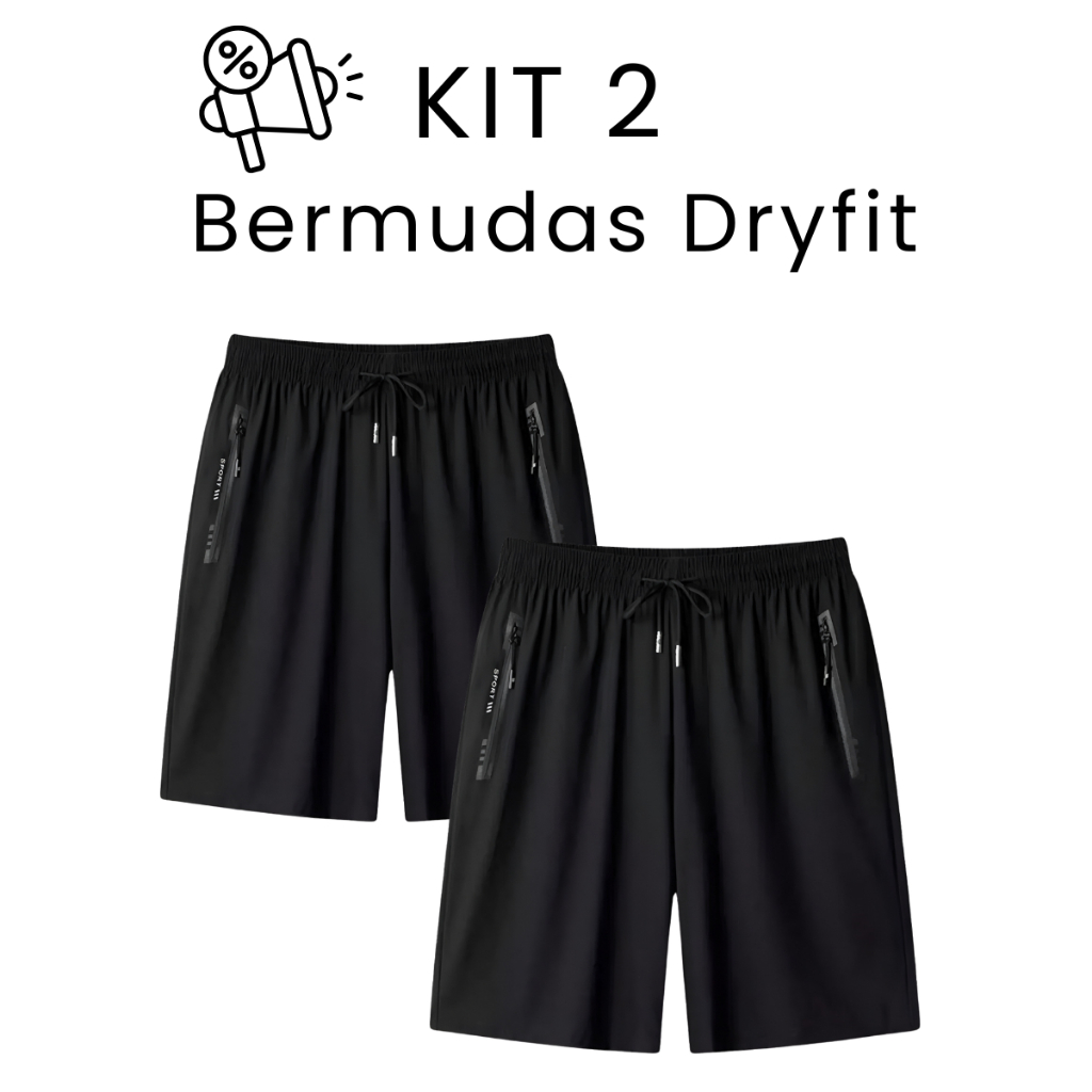 KIT 2 Bermuda Dryfit Masculina para Academia Esportes Caminhada em Oferta na Shopee