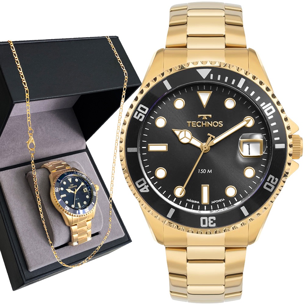 Relógio Dourado Masculino Technos 1 Ano De Garantia Original - Watches