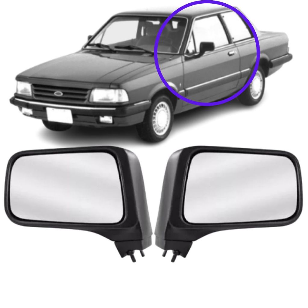 Retrovisor Ford Del Rey, Corcel 2, Belina 1981 1982 1983 1984 1985 1986 1987 1988 Sem Controle (Regulagem no Espelho)