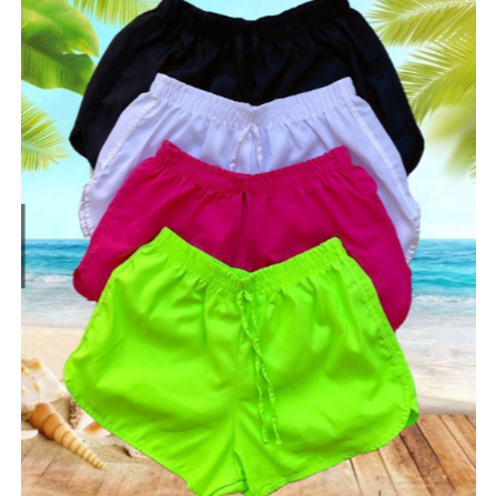 Kit 4 shorts Tactel Feminino Saída de praia pareô Canga Short de Academia Moda Verão