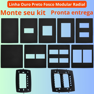 Placas (Espelhos) 4x2 | 4x4 para Tomadas e Interruptores Linha Ouro Preto Fosco Modular RADIAL em Oferta na Shopee