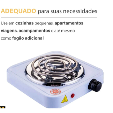 Fogão Elétrico Portátil De Mesa Fogareiro Camping Cooktop 1 Boca 1200w .