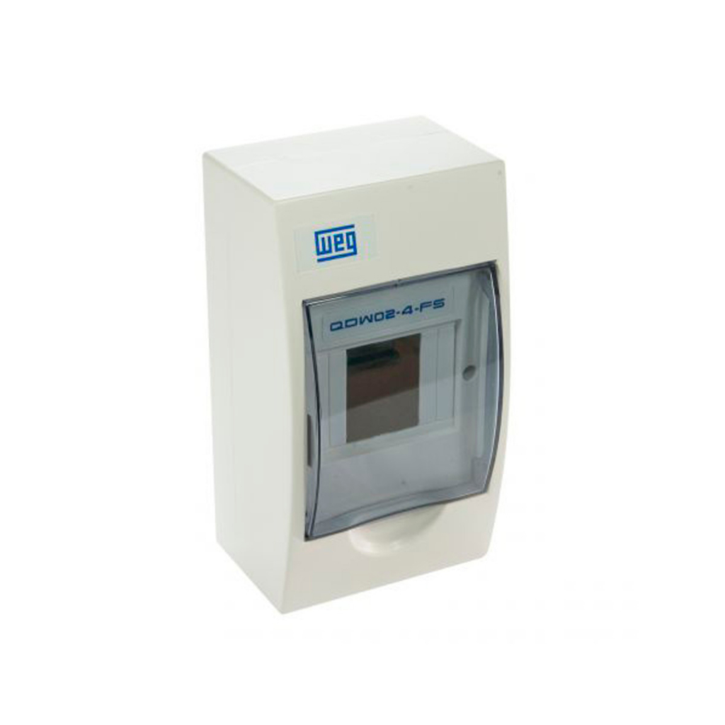 Quadro de Distribuição WEG QDW 04 Disjuntores de Sobrepor Tampa Fumê Acrílico c/ Trilho DIN
