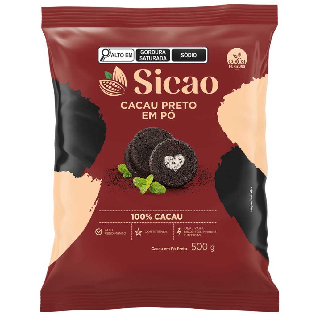 Cacau em Pó Preto 100% 500g Sicao