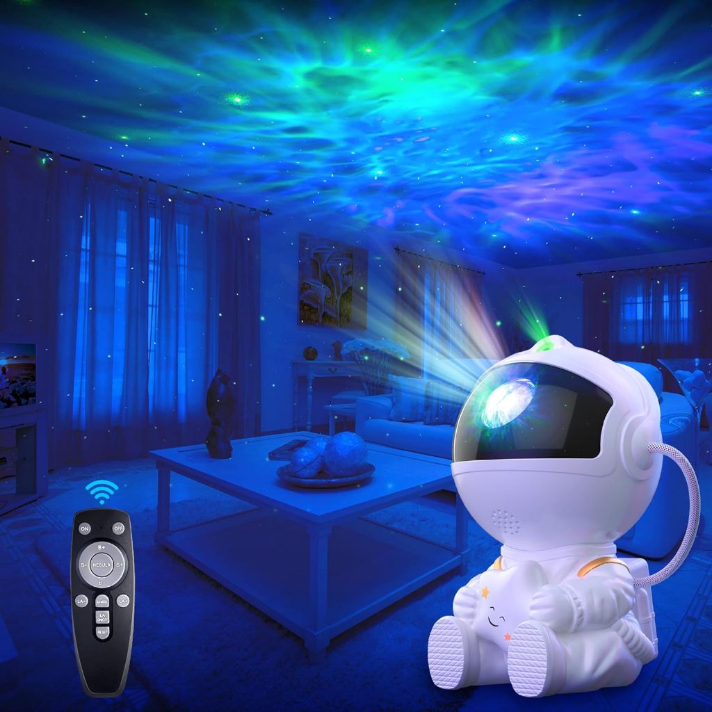 Mini Projetor De Luz Noturna Estrela De Astronauta Decoração Para Galáxia Luz De Luminária Girado Céu