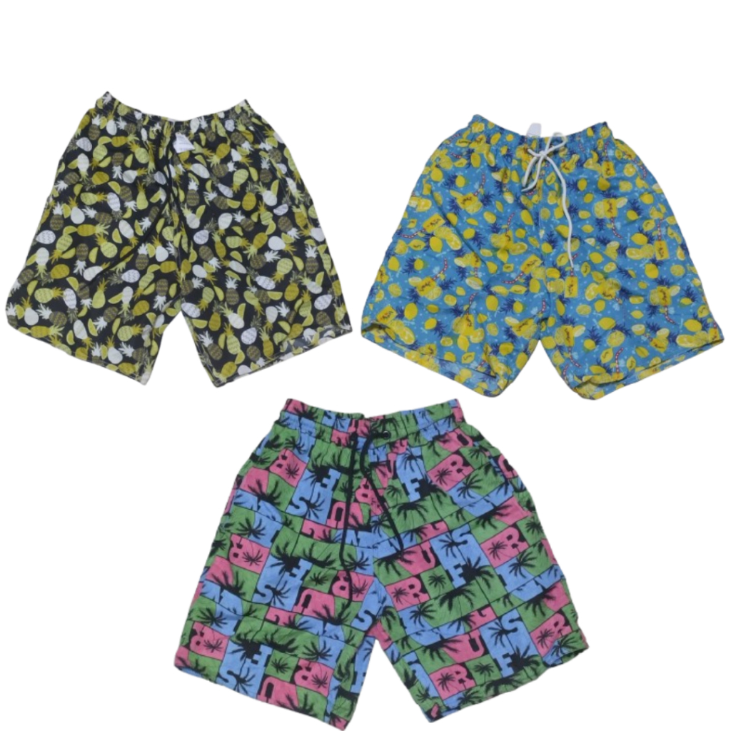 Kit 3 Bermudas Tamanho unico Coloridas Estampadas Verão Masculino Juvenil Sortidas