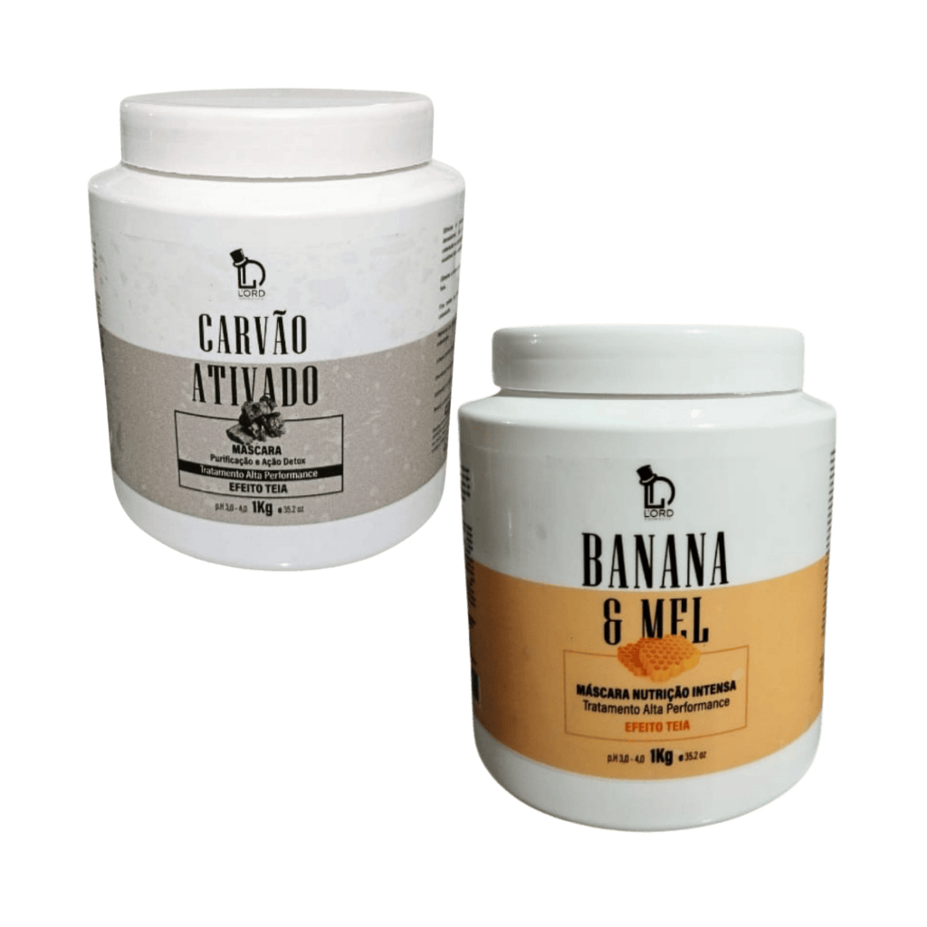 Máscara Capilar 1kg Lord Carvão Ativado ou Banana e Mel - Detox, Nutrição e Hidratação Profunda