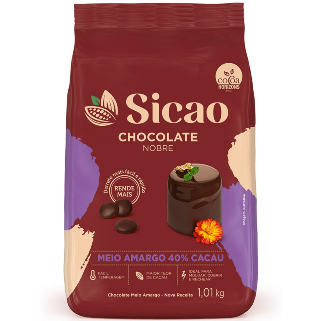 Chocolate em Gotas Nobre Meio Amargo 40% Cacau 1,01kg Sicao