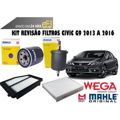 Kit Revisão Filtro de Ar Cabine Óleo Combustível Civic G9 de 2013 a 2016