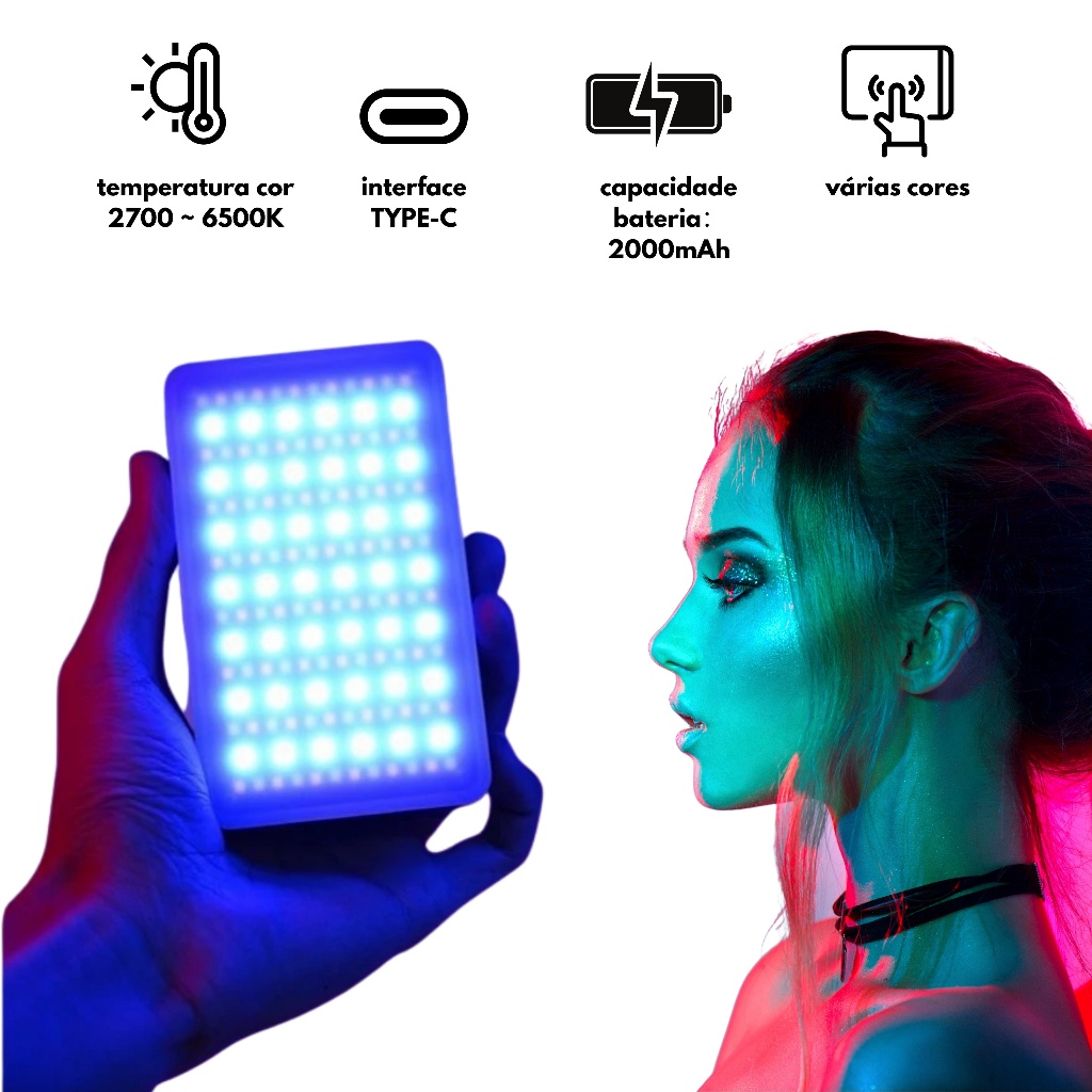 Mini luz de preenchimento rgb /luz branco portátil para celular foto slr selfie vlog fotografia em Oferta na Shopee