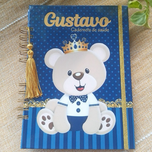 Caderneta de vacina personalizada ursinho principe