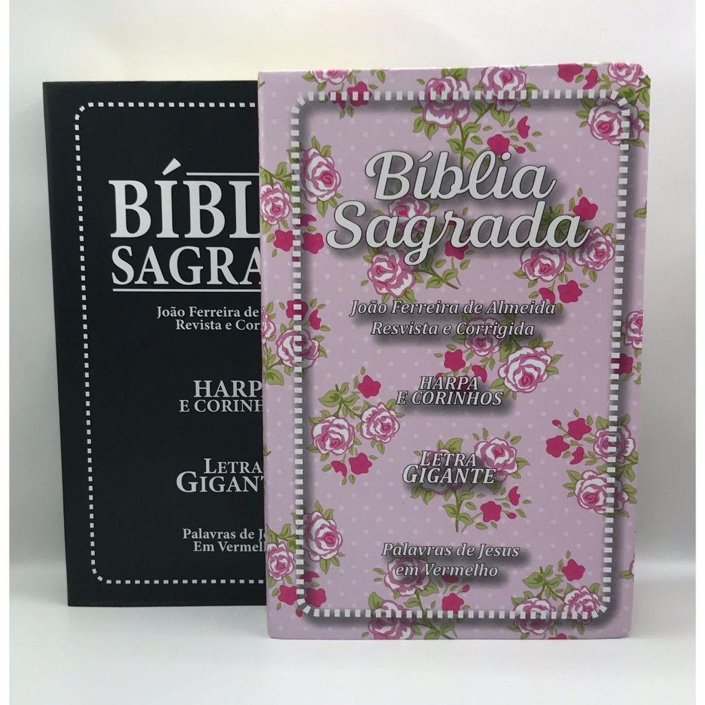 Kit Casal Bíblia Sagrada Tamanho Grande com Harpa Palavras de Jesus em Vermelho Capa Papel Laminado em Oferta na Shopee
