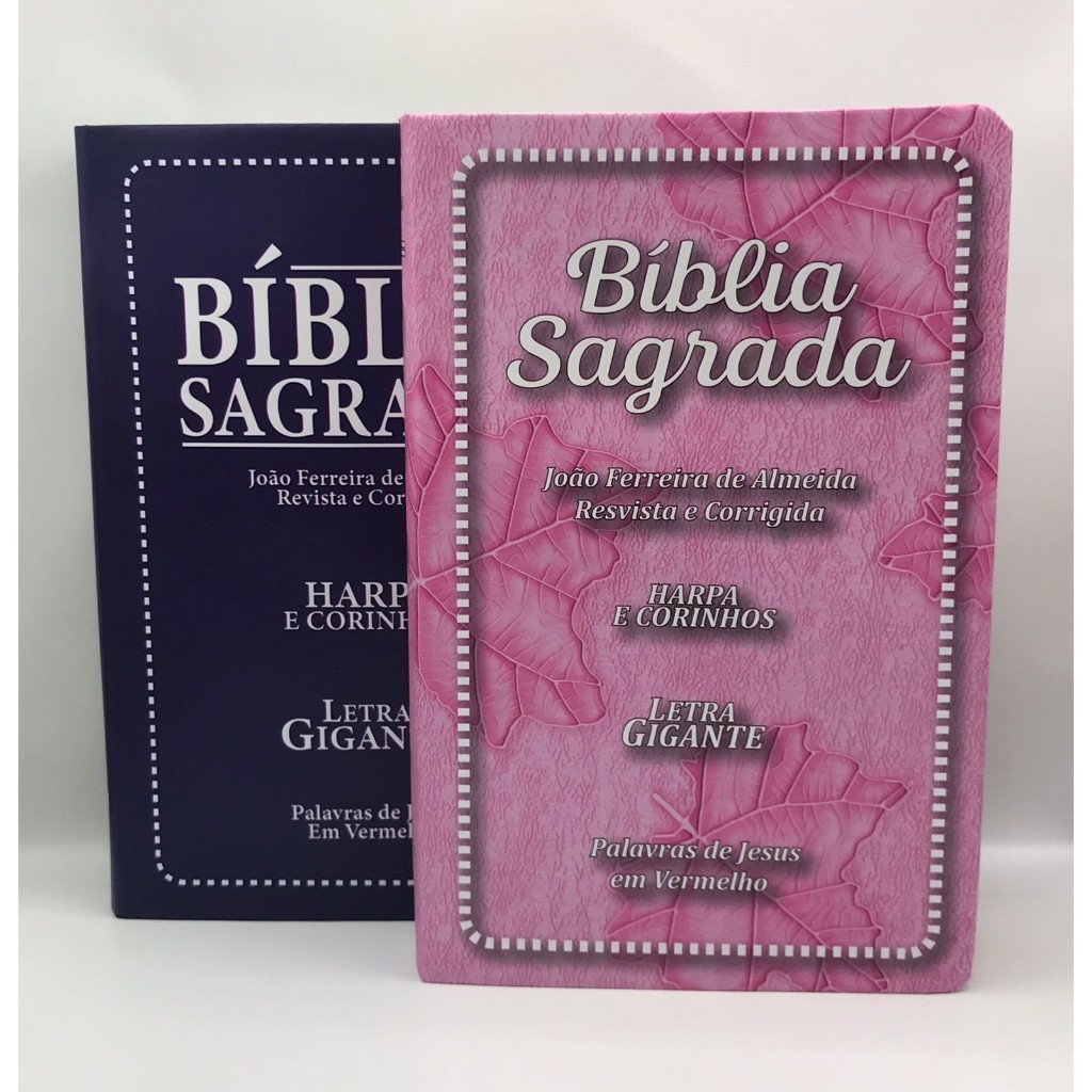 Kit Casal Bíblia Sagrada Tamanho Grande com Harpa Palavras de Jesus em Vermelho Capa Papel Laminado em Oferta na Shopee