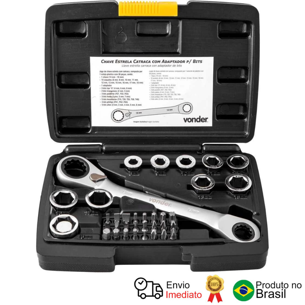 Jogo De Chaves Estrela Com Catraca 8 A 19mm Vonder em Oferta na Shopee