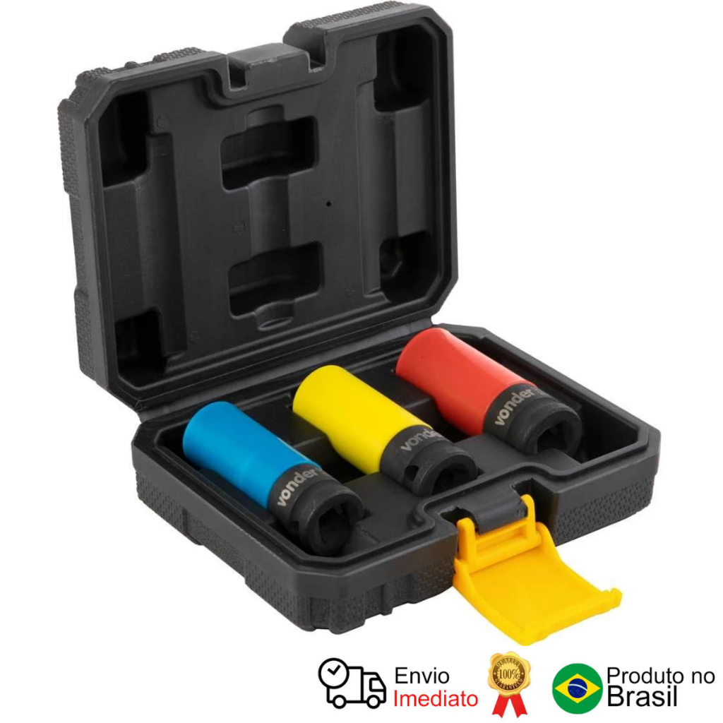 Jogo De Soquetes Impacto Longo Para Rodas De Liga Leve 3 Pçs em Oferta na Shopee