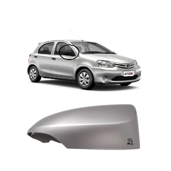 Capa Retrovisor Original Etios Prata direita para modelos com pisca Lado Direito