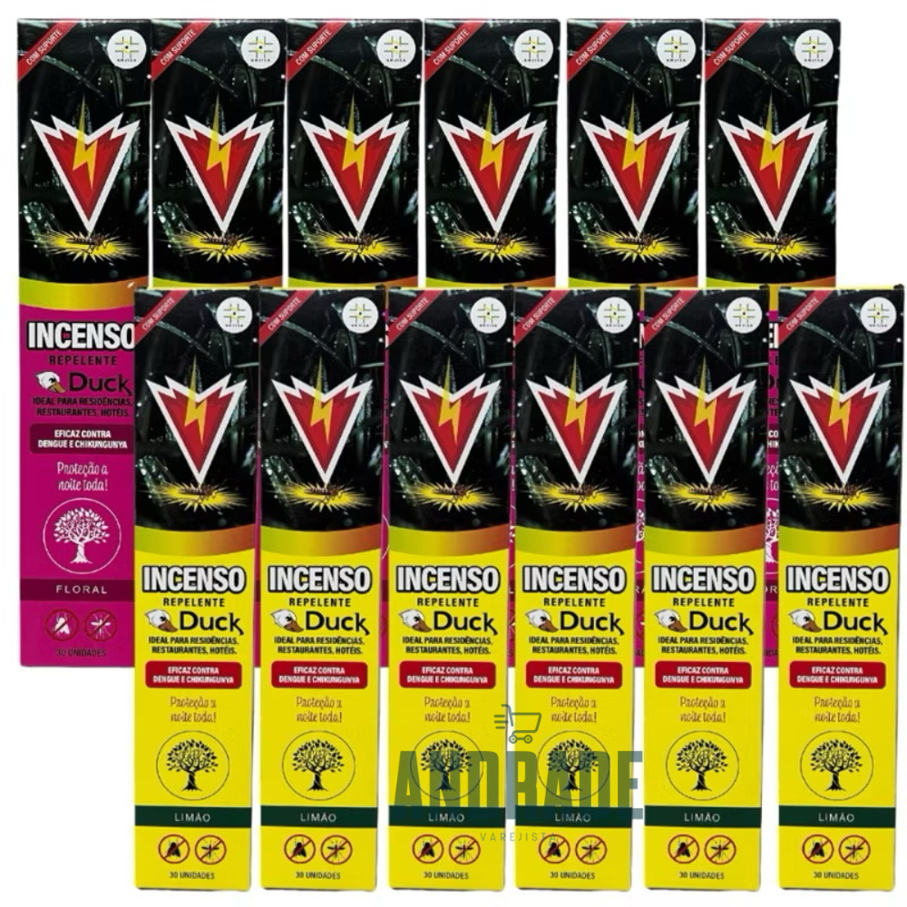 Kit Com 6 Incenso Duck Limao Floral Sandalo 180 Varetinhas