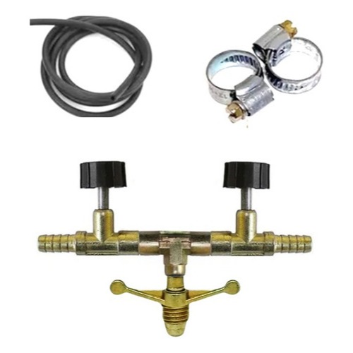 Kit Registro Gás Alta Pressão P13kg Saída Dupla Mangueira 5m