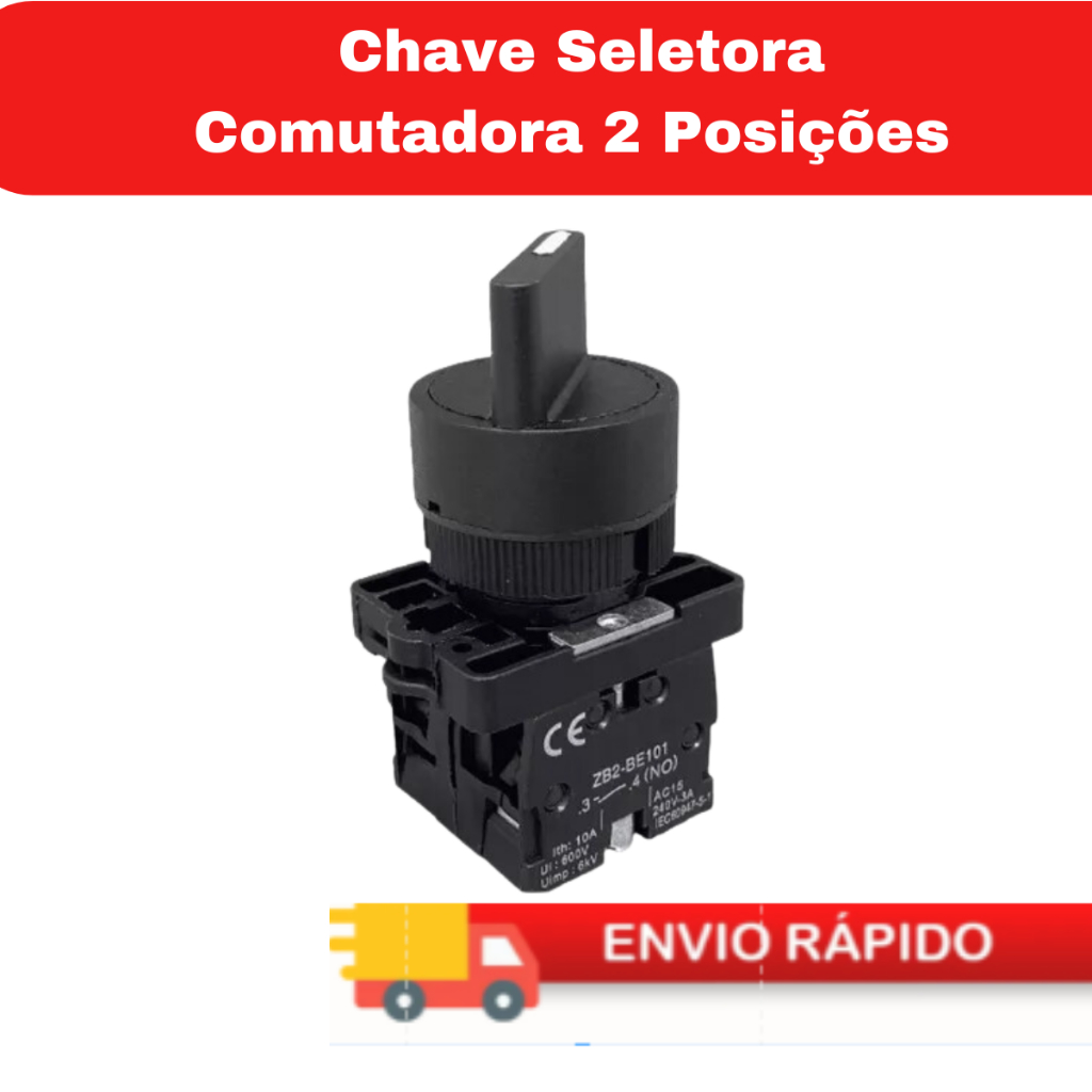 Chave Seletora Comutadora 2 Posições 1 Liga Desliga 22mm 1na-1un