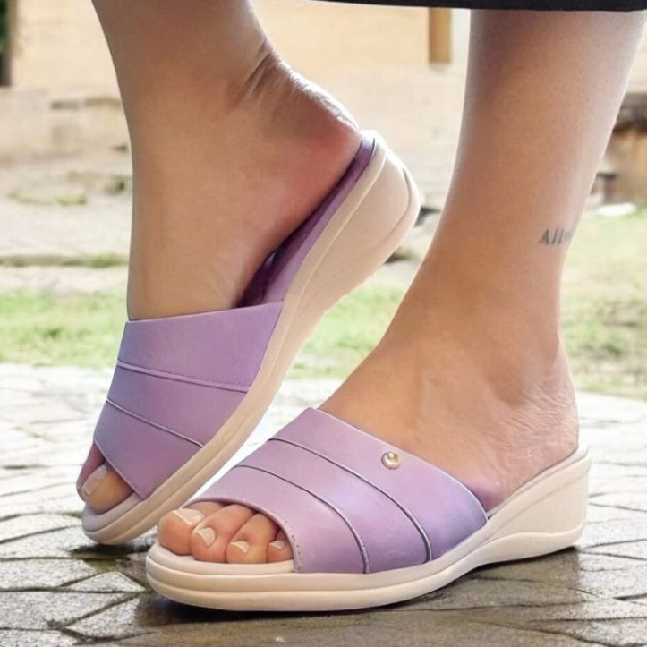 Tamanco Feminino Anabela Lilás Comfortflex 2488421-4 - Women Shoes