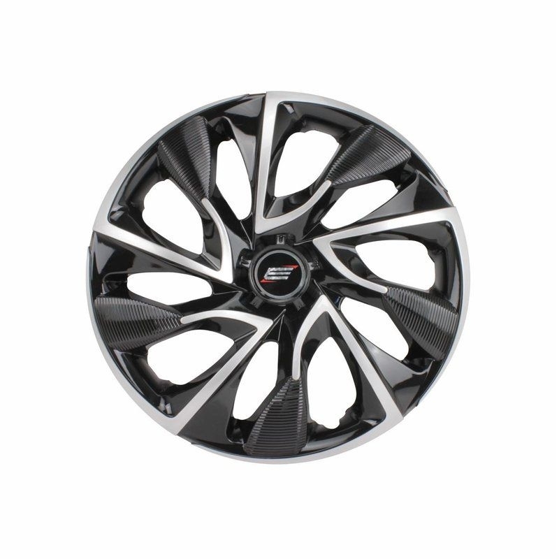 1x CALOTA ARO 15 ESPORTIVA - ELITTE - MODELO DS4 CALOTA COR PRETO/ PRATA TRAZENDO DESIGNER ELEGANTE
