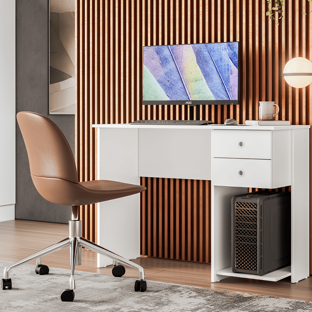 Escrivaninha Gamer Mesa Para Computador Com 2 Gavetas e Suporte Para CPU Quarto Estudo Esc...