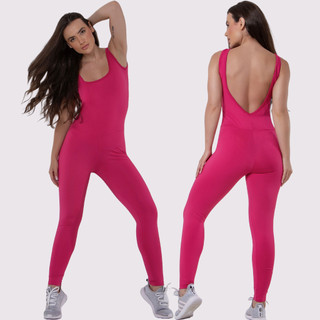 Macacão RLC Modas Fitness Suplex Academia Decote Nas Costas