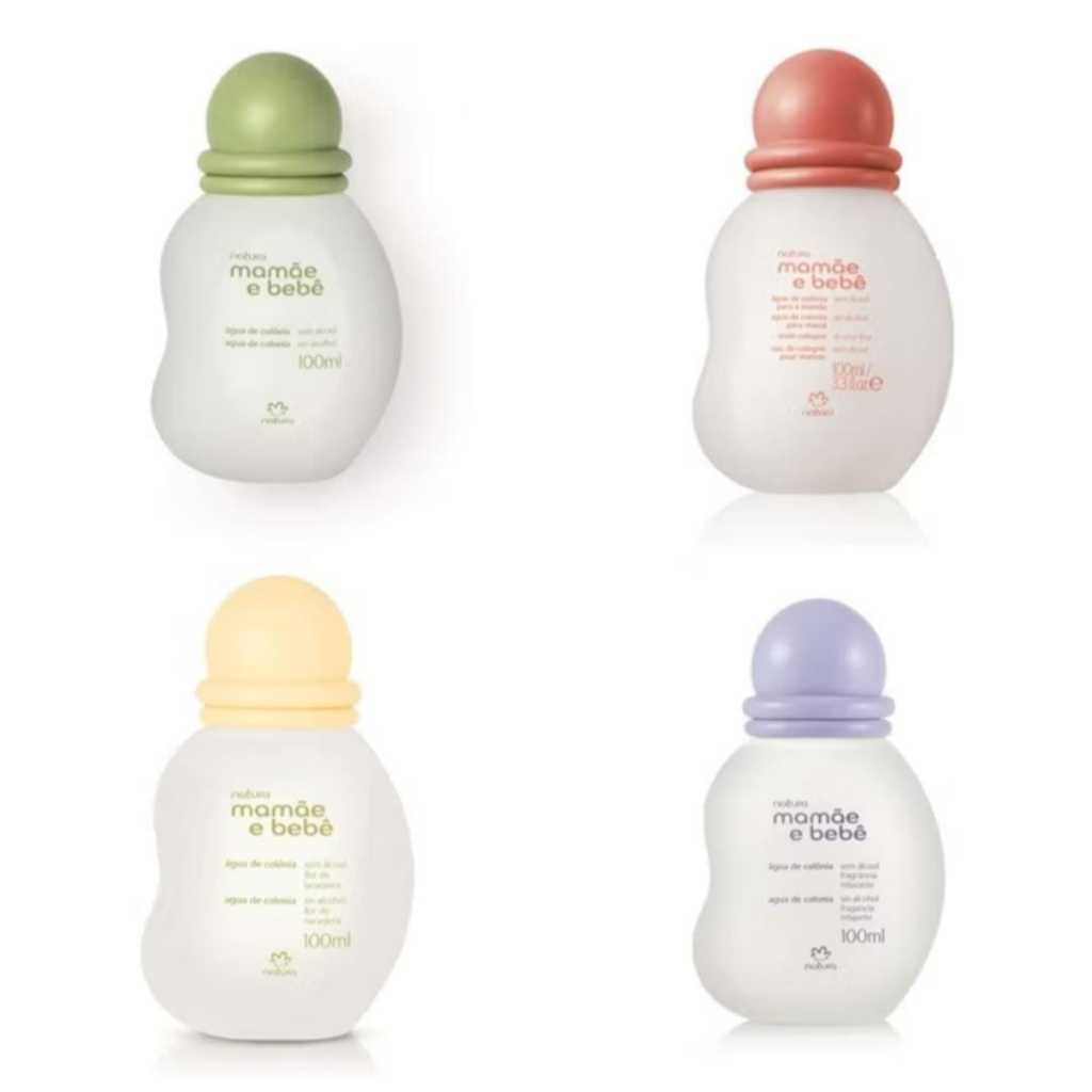 Colônia Mamãe e bebê 100ml Natura Tradicional, Relaxante, Flor de laranjeira e Colônia da mamãe