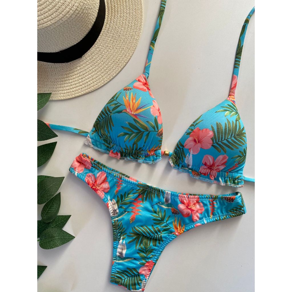 Biquíni Feminino Cortininha com Bojo removível e calcinha modelo fio duplo Moda praia em Oferta na Shopee